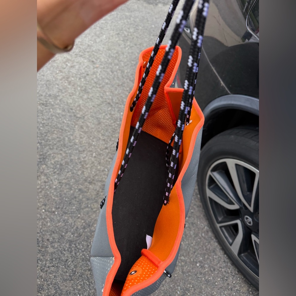 Neoprene Gray and Orange Tote Bag - Picture 5 of 5